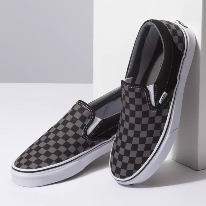 Black pewter checkered vans online