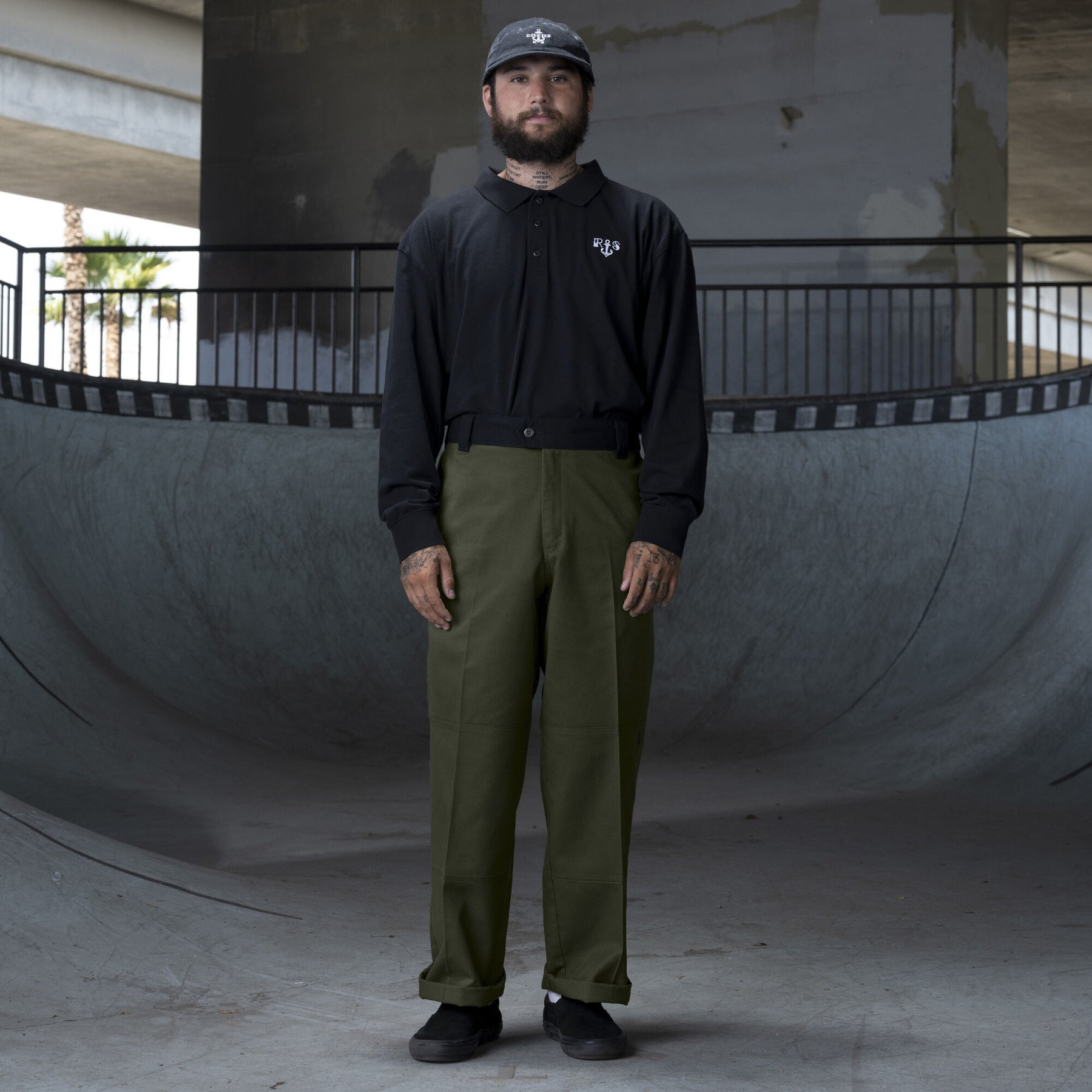 Dickies DOUBLE KNEE - Trousers - olive green/olive 