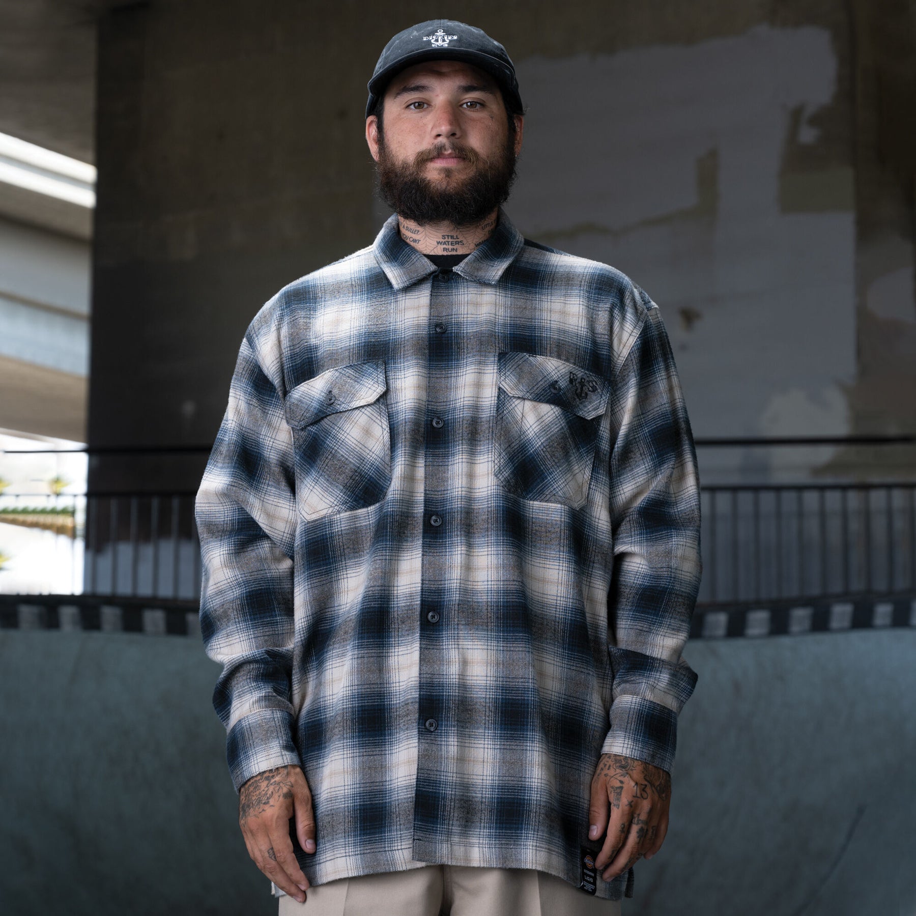 Dickies - Ronnie Sandoval Brushed Flannel Shirt - Blue Ombre Plaid