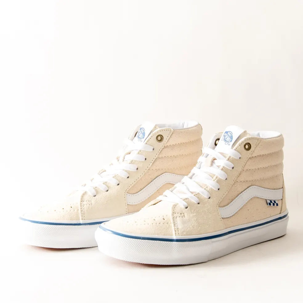 Vans Skate Sk8 Hi Shoes Raw Canvas Classic White 9.0